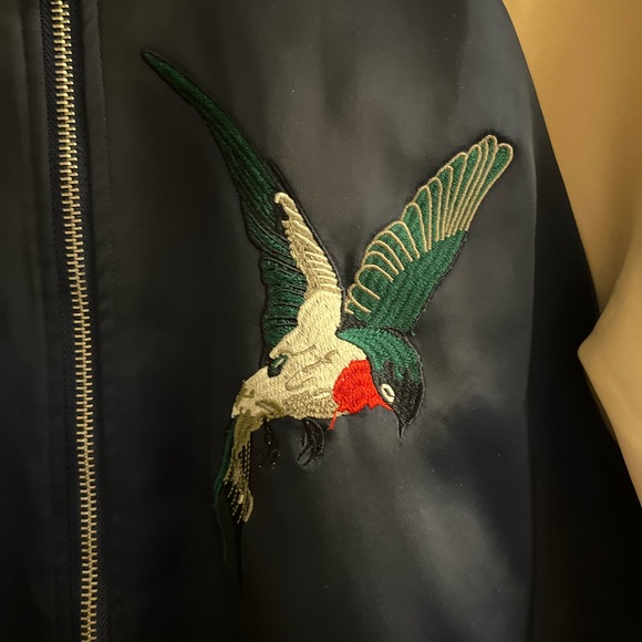 Toka Uomo Embroidered Bird Bomber Satin Jacket - Picture 4 of 13